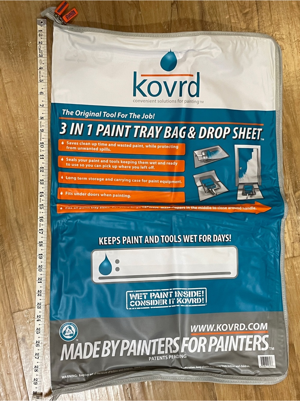 Kovrd 3-in-1 Paint Tray Bag & Drop Sheet - Keeps Paint Wet for Days
